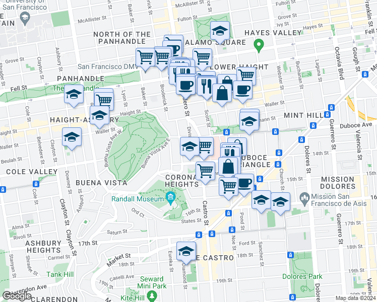 map of restaurants, bars, coffee shops, grocery stores, and more near in San Francisco