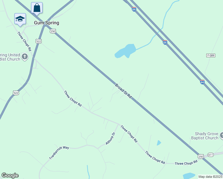 map of restaurants, bars, coffee shops, grocery stores, and more near 3024 Broad Street Road in Gum Spring