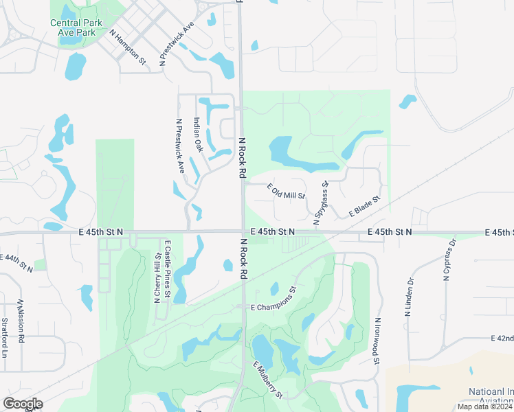 map of restaurants, bars, coffee shops, grocery stores, and more near 8141 East Old Mill Court in Wichita