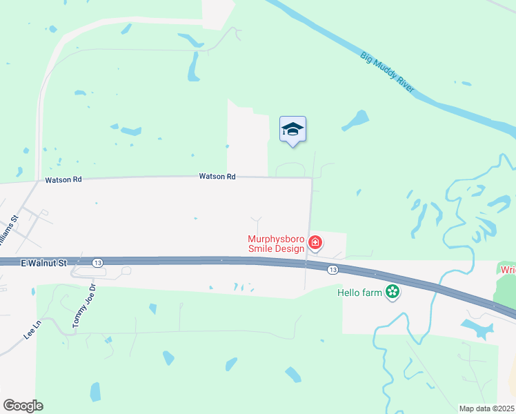 map of restaurants, bars, coffee shops, grocery stores, and more near 5 North Shawnee Drive in Murphysboro