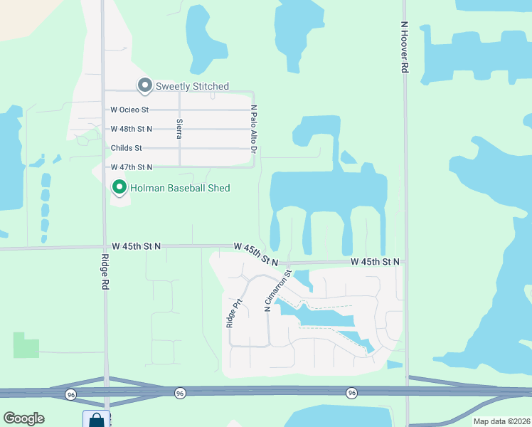 map of restaurants, bars, coffee shops, grocery stores, and more near 6416 West 45th Street North in Wichita