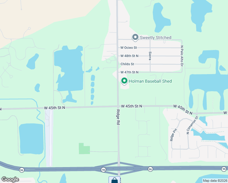 map of restaurants, bars, coffee shops, grocery stores, and more near 4702 N Ridge Rd in Wichita