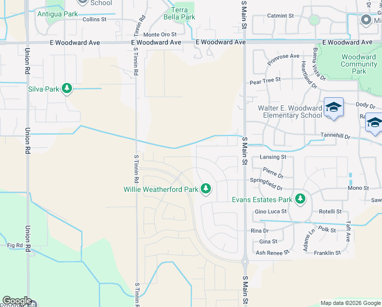 map of restaurants, bars, coffee shops, grocery stores, and more near 20955 Manteca Road in Manteca