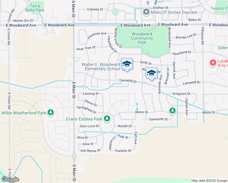 map of restaurants, bars, coffee shops, grocery stores, and more near 426 Albrecht Street in Manteca