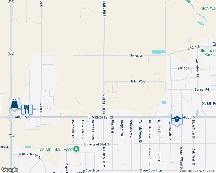 map of restaurants, bars, coffee shops, grocery stores, and more near 4996 North 1000 East in Cedar City