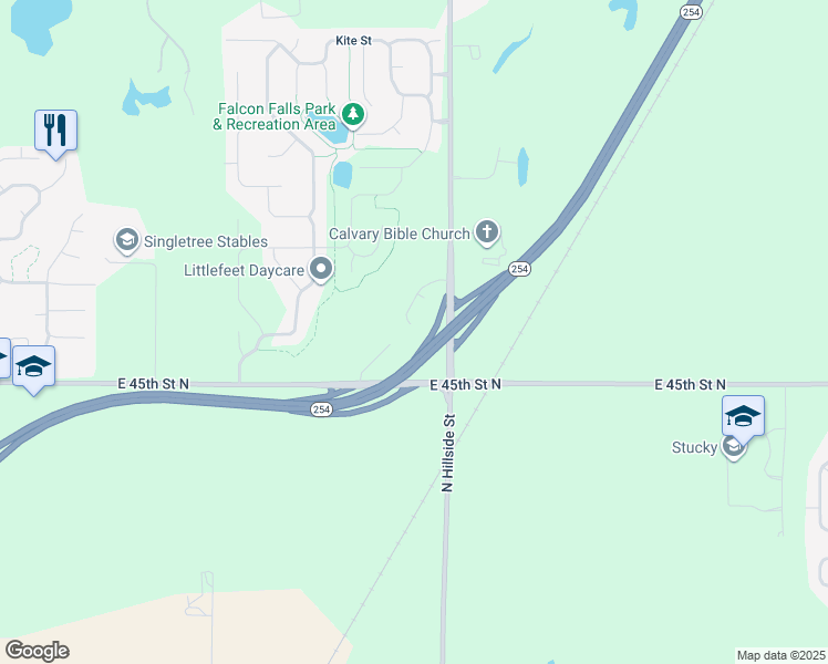 map of restaurants, bars, coffee shops, grocery stores, and more near 4759 North Hillside Court in Wichita
