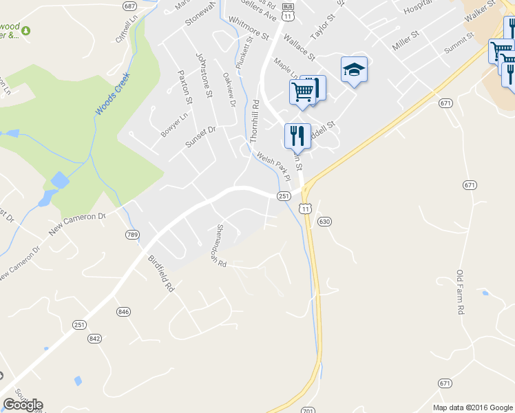 map of restaurants, bars, coffee shops, grocery stores, and more near 833 Shenandoah Road in Lexington