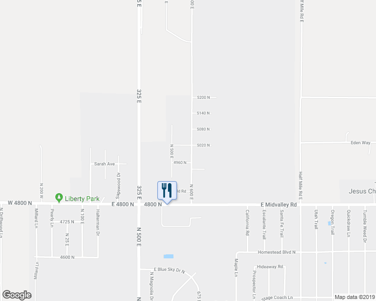 map of restaurants, bars, coffee shops, grocery stores, and more near 582 East 5020 North in Cedar City