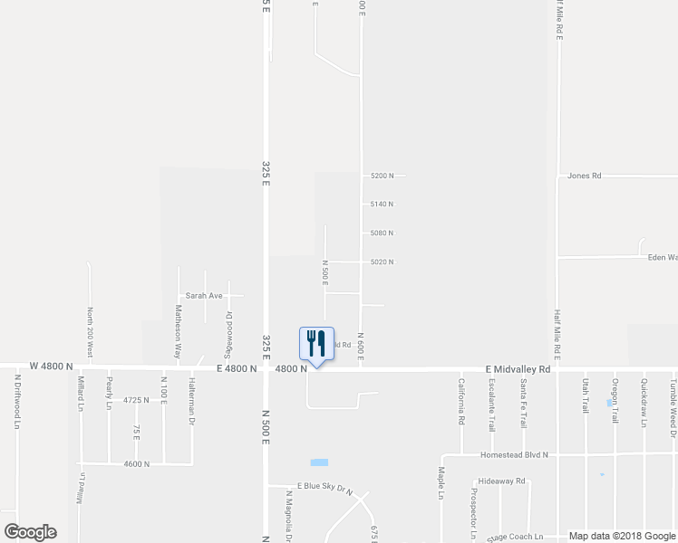 map of restaurants, bars, coffee shops, grocery stores, and more near 542 5020 North in Cedar City