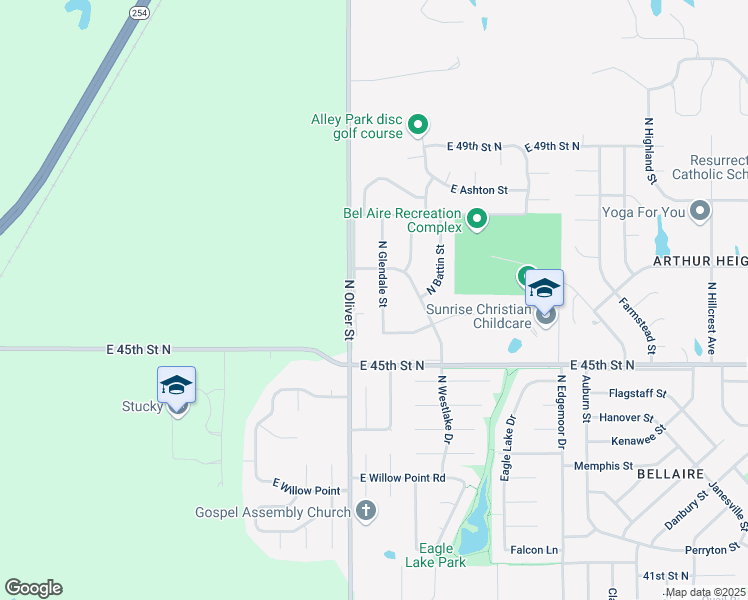 map of restaurants, bars, coffee shops, grocery stores, and more near 4741 North Glendale Street in Bel Aire
