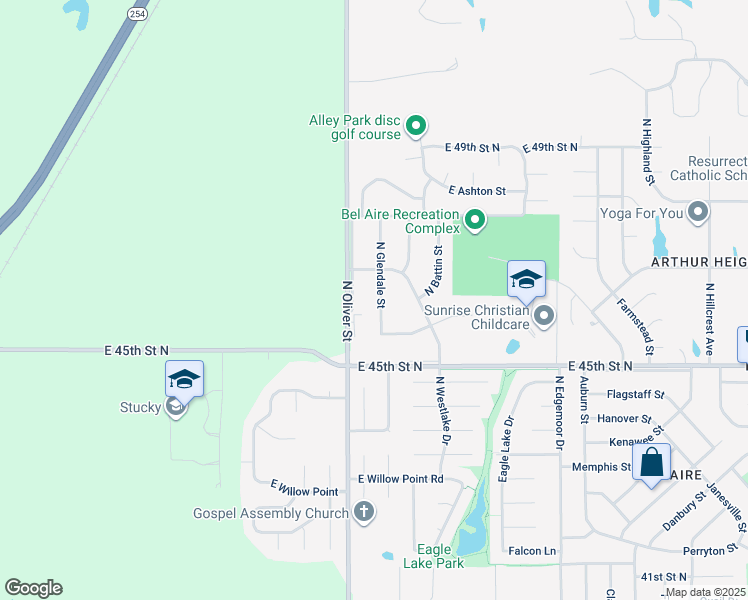 map of restaurants, bars, coffee shops, grocery stores, and more near 4741 North Glendale Street in Bel Aire