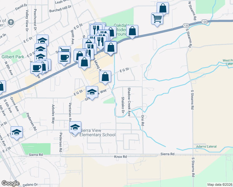 map of restaurants, bars, coffee shops, grocery stores, and more near 345 South Maag Avenue in Oakdale
