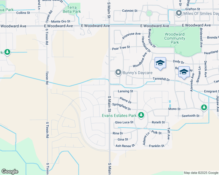 map of restaurants, bars, coffee shops, grocery stores, and more near 20883 Manteca Road in Manteca