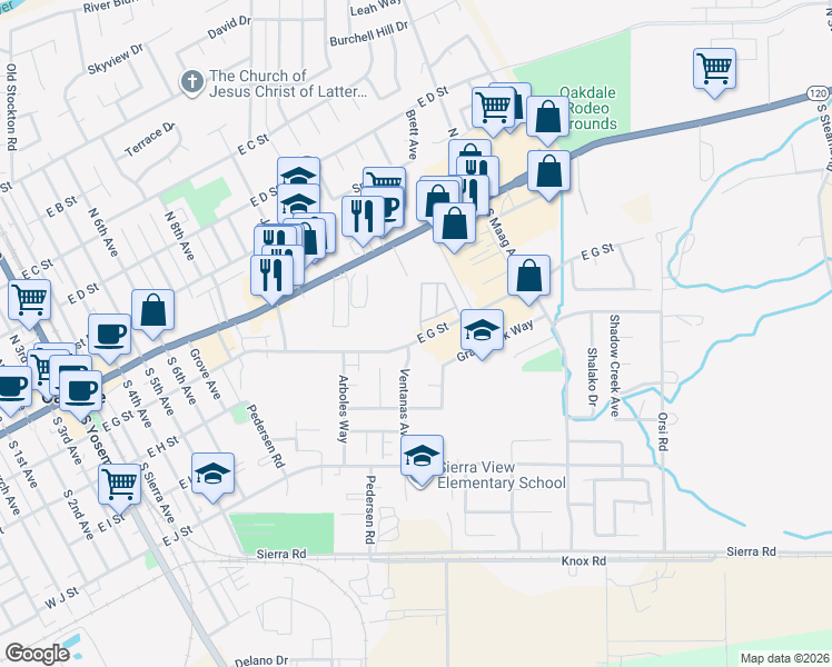 map of restaurants, bars, coffee shops, grocery stores, and more near 101 Little Johns Creek Drive in Oakdale