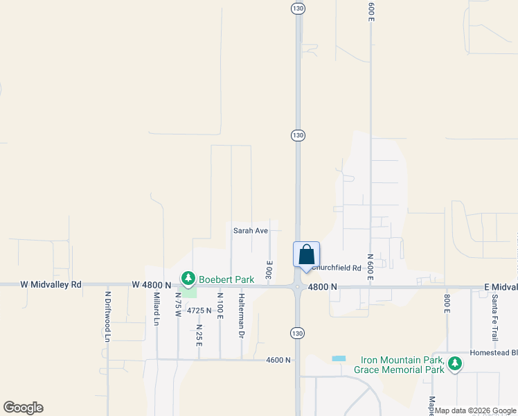 map of restaurants, bars, coffee shops, grocery stores, and more near 5010 North Bald Eagle Drive in Enoch