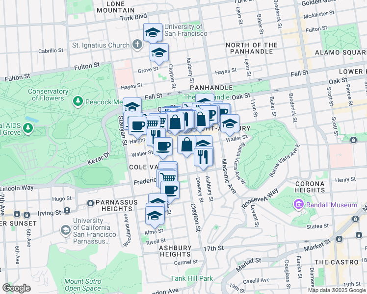 map of restaurants, bars, coffee shops, grocery stores, and more near in San Francisco