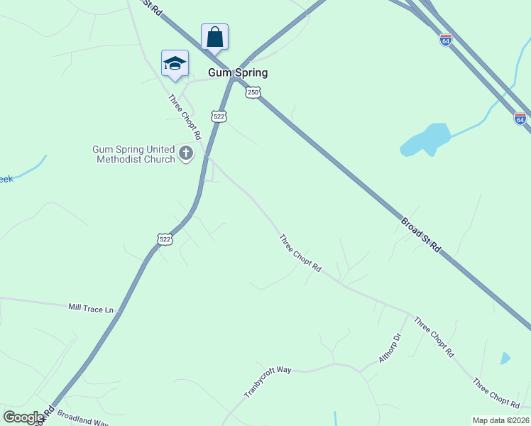 map of restaurants, bars, coffee shops, grocery stores, and more near 3165 State Route 634 in Gum Spring