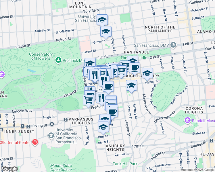 map of restaurants, bars, coffee shops, grocery stores, and more near in San Francisco