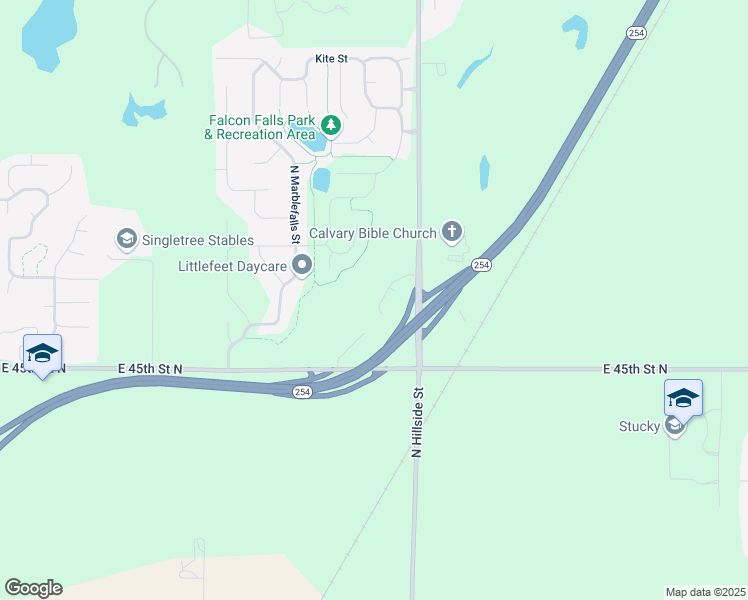 map of restaurants, bars, coffee shops, grocery stores, and more near 4759 North Hillside Court in Wichita