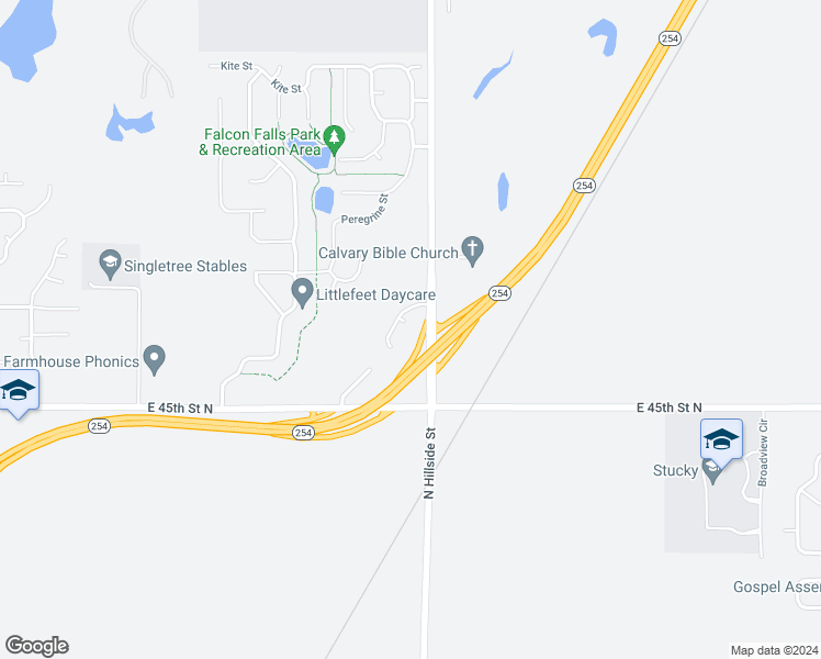 map of restaurants, bars, coffee shops, grocery stores, and more near 4721 North Hillside Court in Wichita