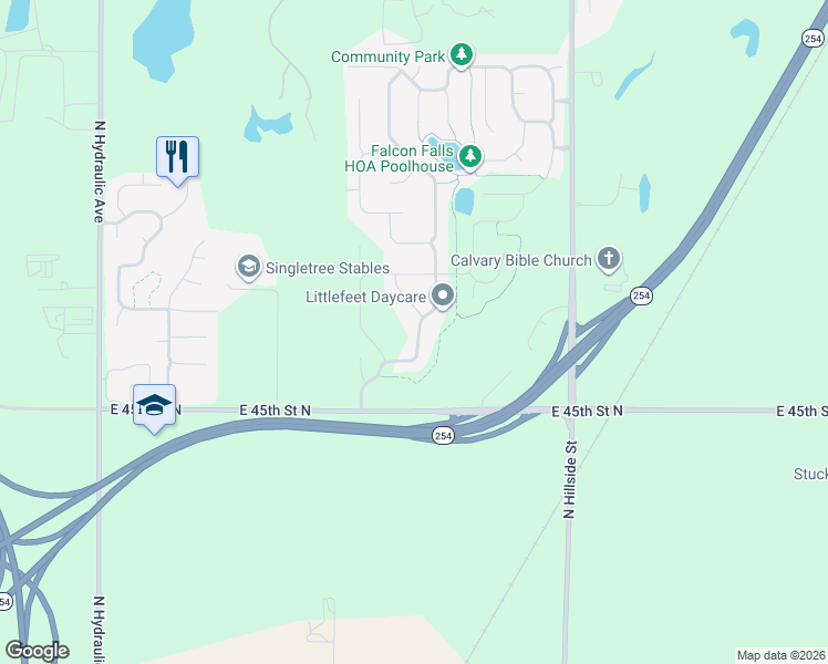 map of restaurants, bars, coffee shops, grocery stores, and more near 4711 North Marblefalls Street in Wichita