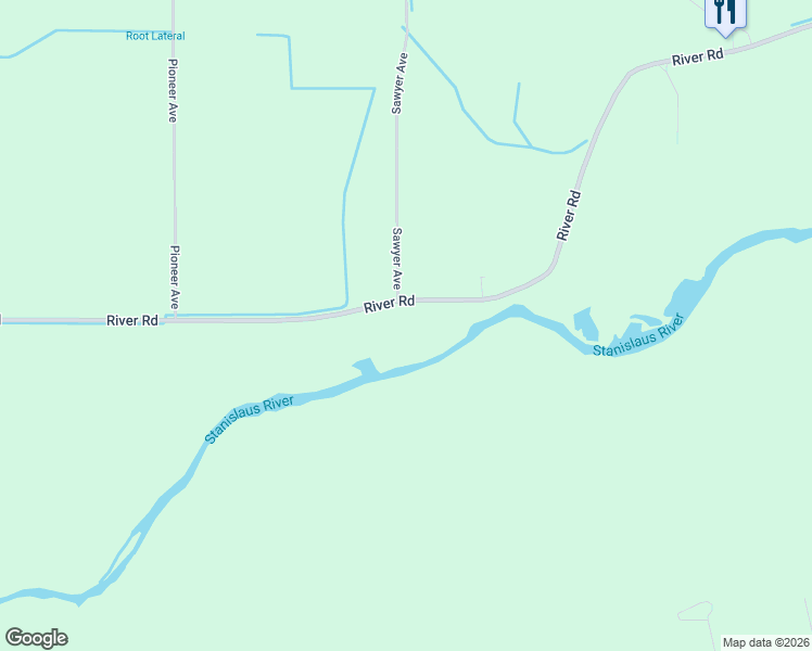 map of restaurants, bars, coffee shops, grocery stores, and more near 5006 River Road in Oakdale