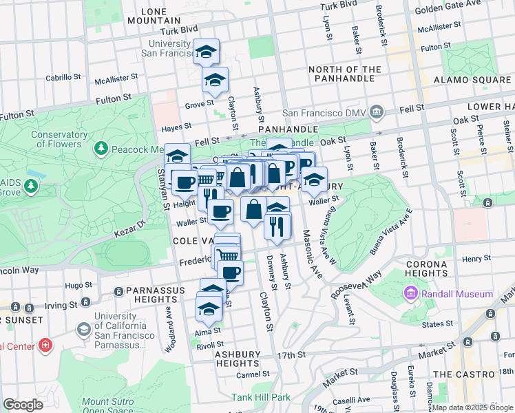 map of restaurants, bars, coffee shops, grocery stores, and more near in San Francisco