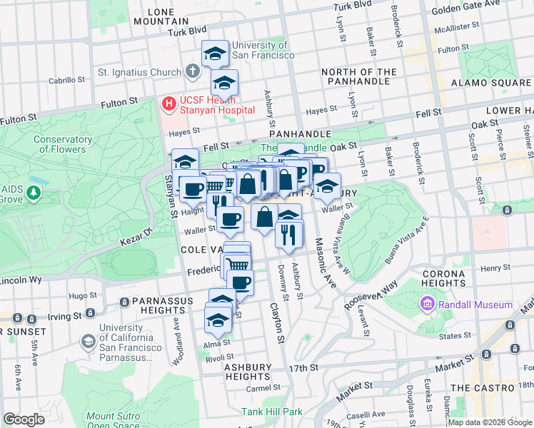 map of restaurants, bars, coffee shops, grocery stores, and more near in San Francisco