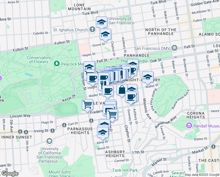 map of restaurants, bars, coffee shops, grocery stores, and more near in San Francisco