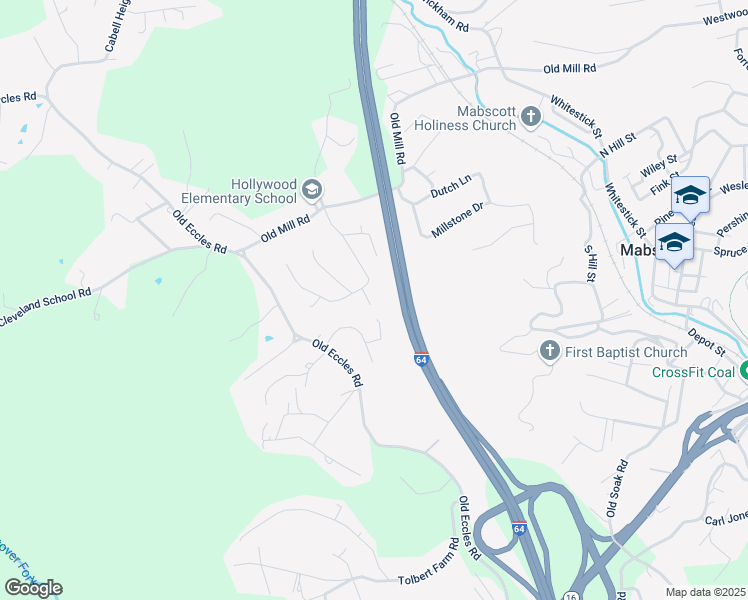map of restaurants, bars, coffee shops, grocery stores, and more near 127 Orlando St in Beckley