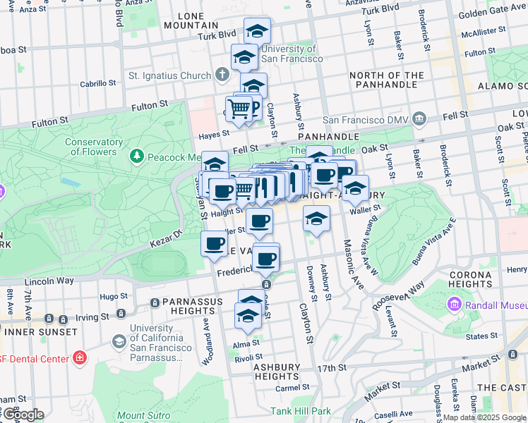 map of restaurants, bars, coffee shops, grocery stores, and more near in San Francisco