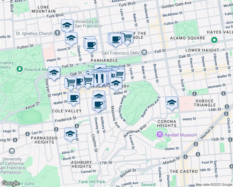 map of restaurants, bars, coffee shops, grocery stores, and more near in San Francisco