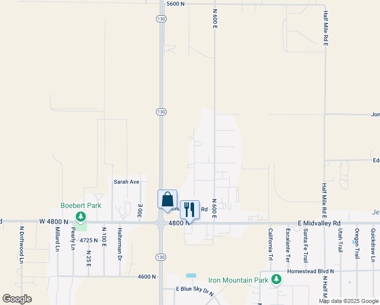 map of restaurants, bars, coffee shops, grocery stores, and more near 5055 North 500 East in Cedar City