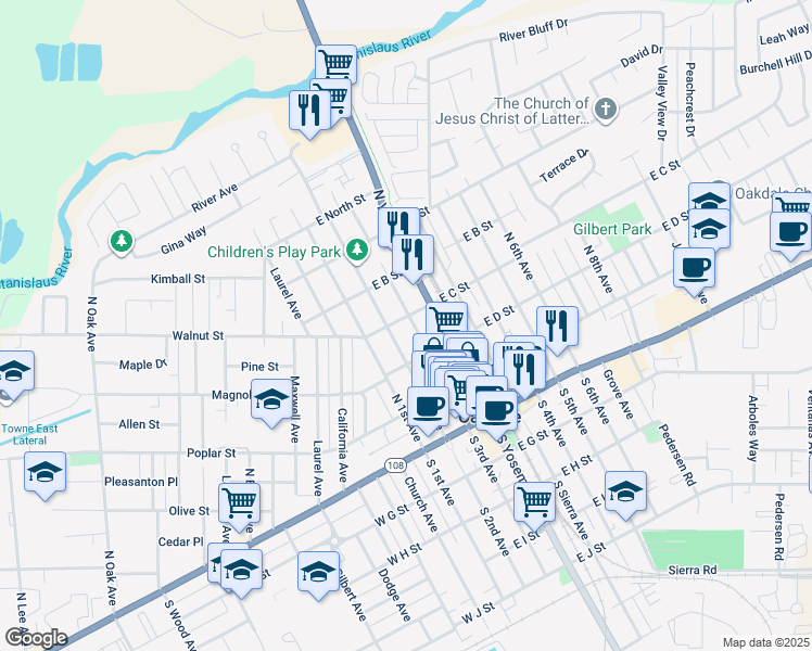 map of restaurants, bars, coffee shops, grocery stores, and more near 354 North 3rd Avenue in Oakdale