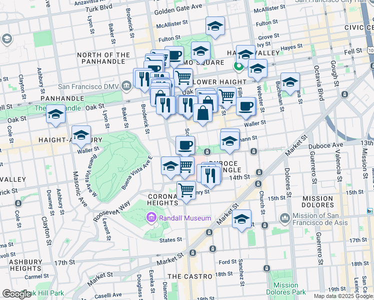 map of restaurants, bars, coffee shops, grocery stores, and more near in San Francisco