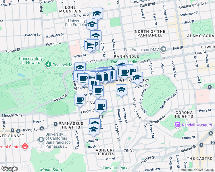 map of restaurants, bars, coffee shops, grocery stores, and more near in San Francisco