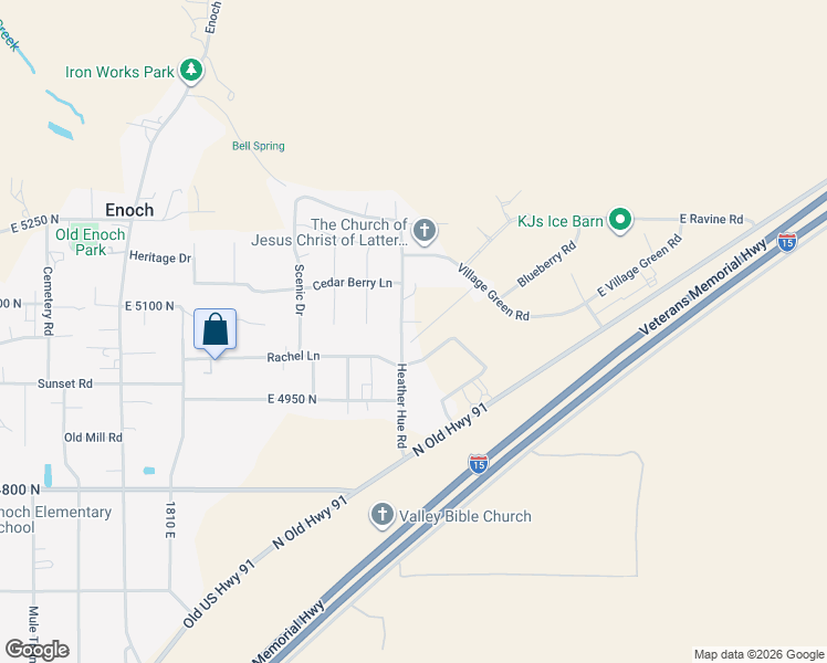map of restaurants, bars, coffee shops, grocery stores, and more near Sunset Place in Enoch