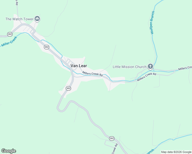 map of restaurants, bars, coffee shops, grocery stores, and more near Millers Creek Road in Van Lear