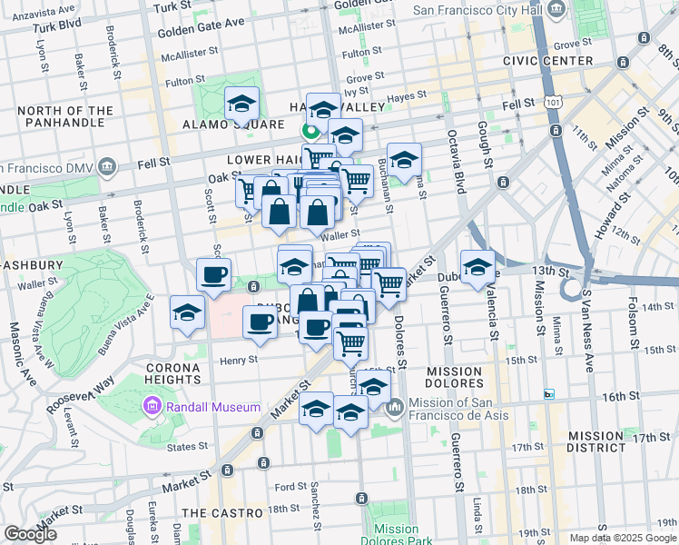 map of restaurants, bars, coffee shops, grocery stores, and more near in San Francisco