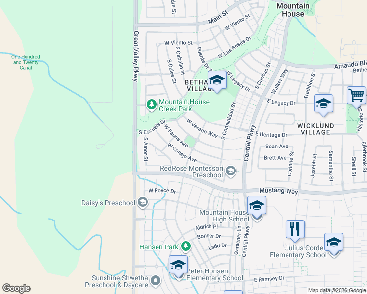 map of restaurants, bars, coffee shops, grocery stores, and more near 470 Fauna Avenue in Mountain House