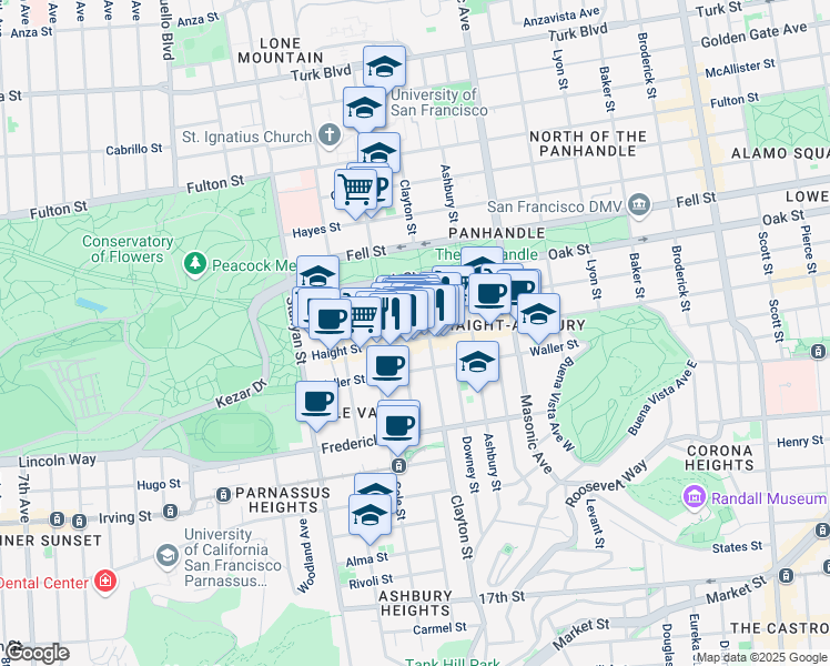 map of restaurants, bars, coffee shops, grocery stores, and more near in San Francisco