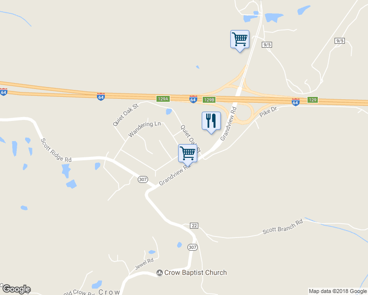 map of restaurants, bars, coffee shops, grocery stores, and more near 629 Wandering Ln in Beaver
