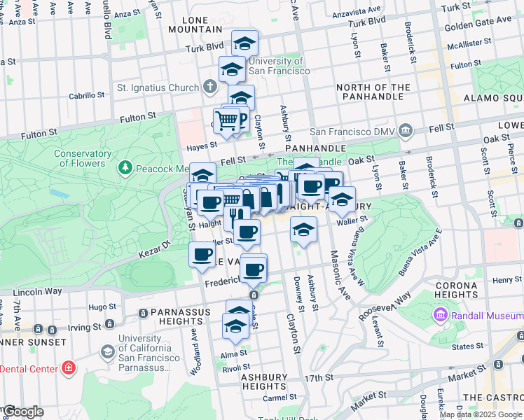 map of restaurants, bars, coffee shops, grocery stores, and more near in San Francisco