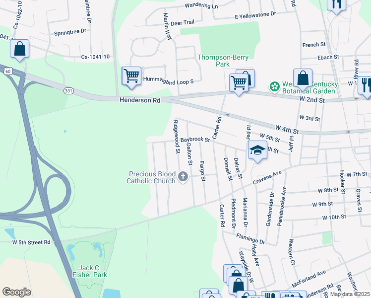 map of restaurants, bars, coffee shops, grocery stores, and more near 620 Dalton St in Owensboro