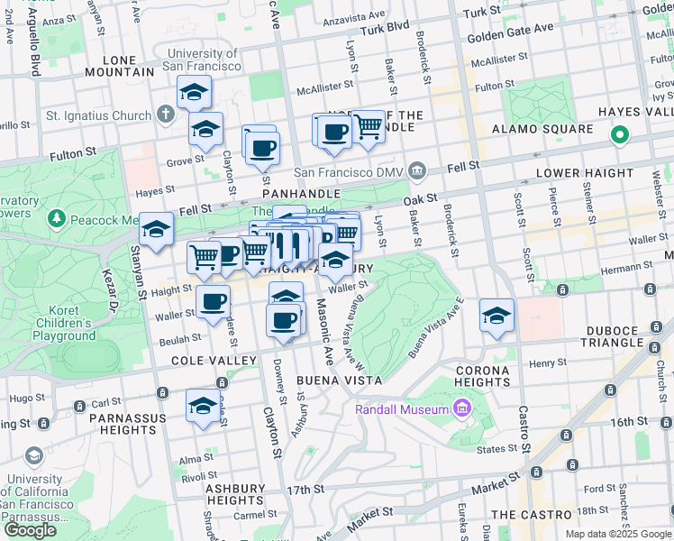map of restaurants, bars, coffee shops, grocery stores, and more near in San Francisco
