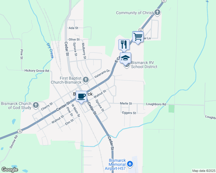 map of restaurants, bars, coffee shops, grocery stores, and more near 900 Wells Street in Bismarck