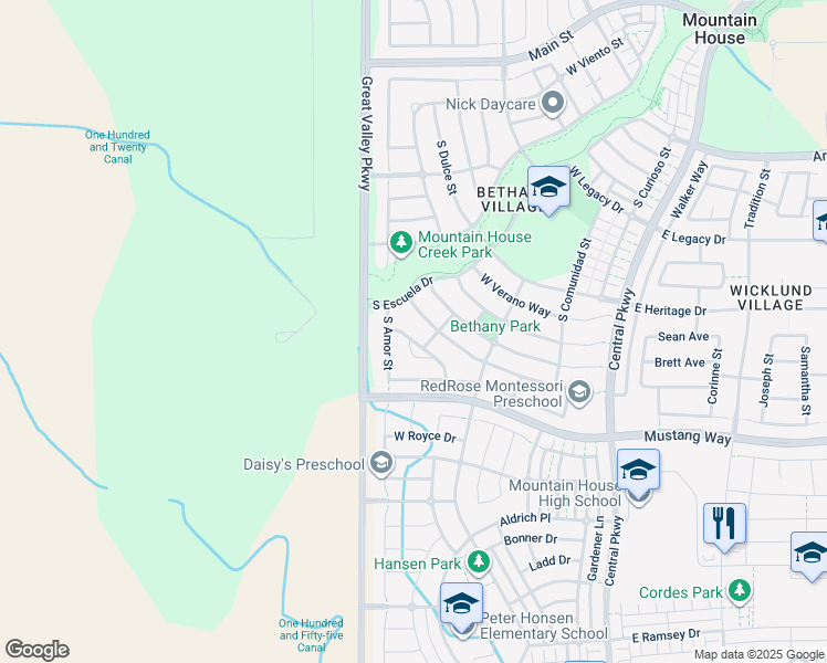 map of restaurants, bars, coffee shops, grocery stores, and more near 653 Privado Way in Tracy