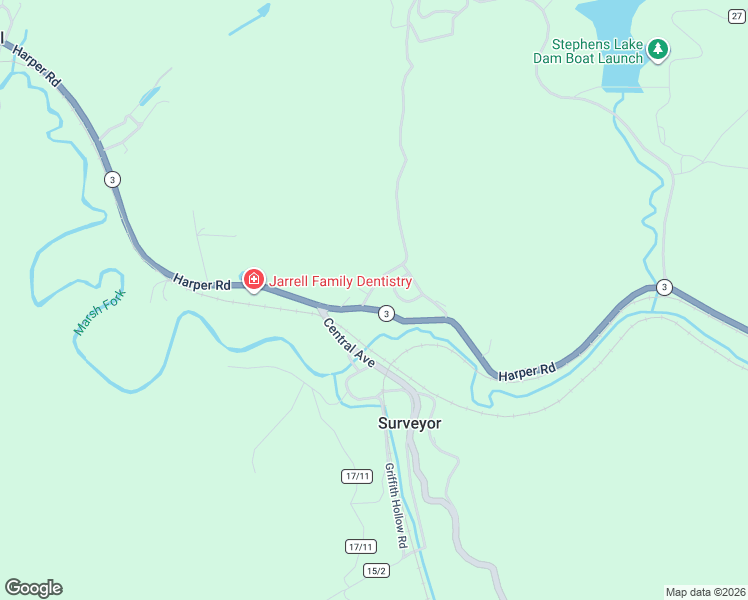 map of restaurants, bars, coffee shops, grocery stores, and more near 133 Harper Road in Surveyor