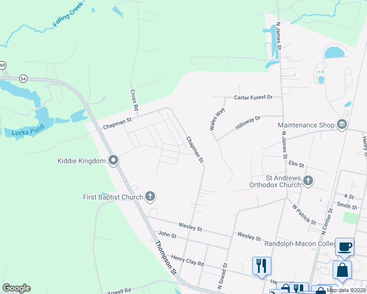 map of restaurants, bars, coffee shops, grocery stores, and more near 726 Chapman Street in Ashland