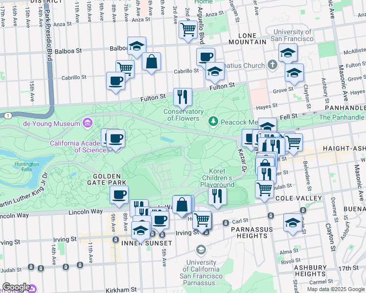 map of restaurants, bars, coffee shops, grocery stores, and more near in San Francisco